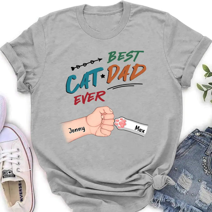 Personalized Cat Dad T-Shirt - Up to 6 Cats - Father's Day Gift Idea for Cat Owners - Best Cat Dad Ever