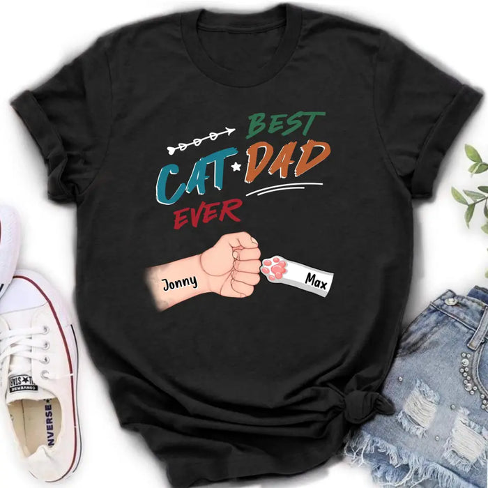 Personalized Cat Dad T-Shirt - Up to 6 Cats - Father's Day Gift Idea for Cat Owners - Best Cat Dad Ever