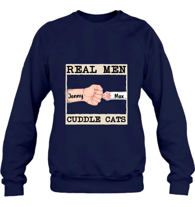 Personalized Cuddle T-Shirt - Up to 6 Cats - Father's Day Gift Idea for Cat Owners - Real Men Cuddle Cats