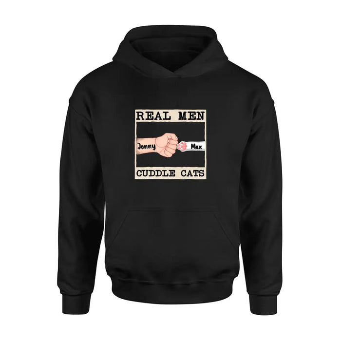Personalized Cuddle T-Shirt - Up to 6 Cats - Father's Day Gift Idea for Cat Owners - Real Men Cuddle Cats