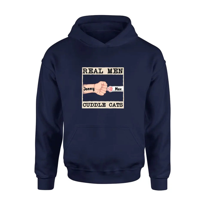 Personalized Cuddle T-Shirt - Up to 6 Cats - Father's Day Gift Idea for Cat Owners - Real Men Cuddle Cats