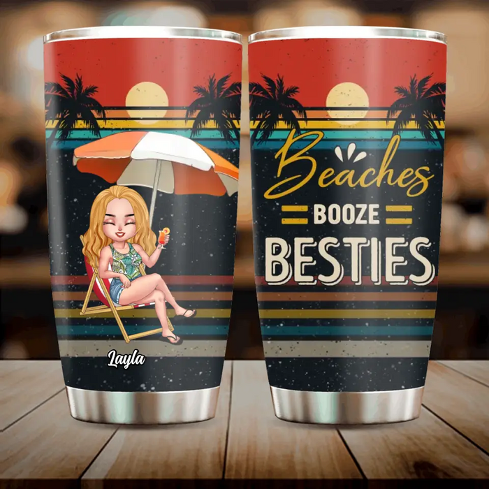 Personalized Besties Tumbler - Up to 4 People - Gift Idea For Besties/Friends/Beach Lovers - Beach Booze Besties