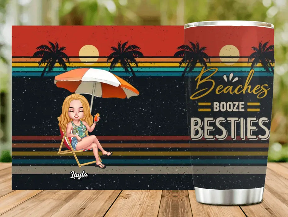 Personalized Besties Tumbler - Up to 4 People - Gift Idea For Besties/Friends/Beach Lovers - Beach Booze Besties