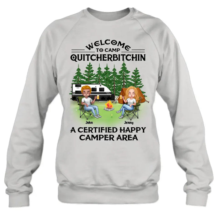 Personalized Camping Shirt/Hoodie - Up to 7 People - Gift Idea for Camping Lovers - Welcome To Camp Quitcherbitchin