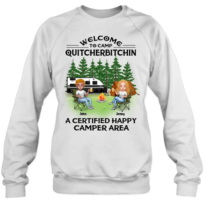 Personalized Camping Shirt/Hoodie - Up to 7 People - Gift Idea for Camping Lovers - Welcome To Camp Quitcherbitchin