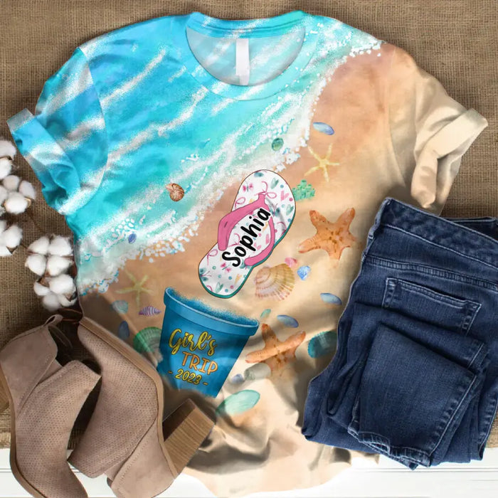 Personalized Girl's Trip All-Over Print T-Shirt - Up to 8 Girls - Gift Idea For Friends - Girl's Trip 2023