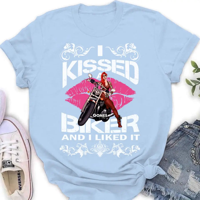 Personalized Biker Shirt/Hoodie - Gift Idea For Biker/Motorcycle Lovers - I Kissed A Biker And I Liked It