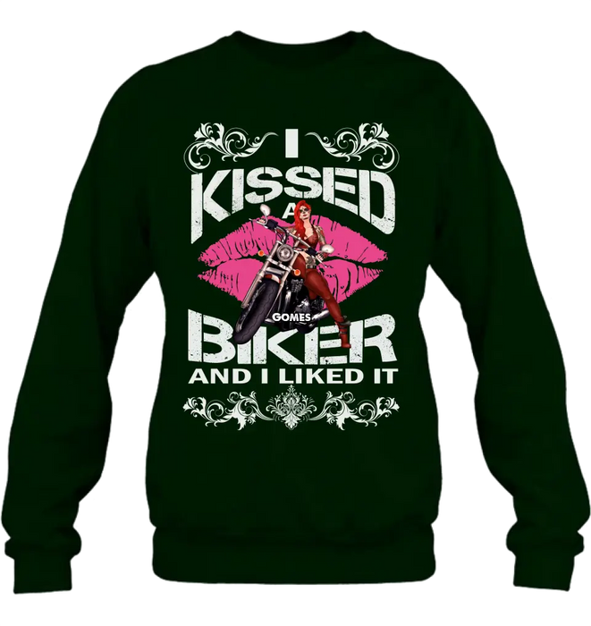Personalized Biker Shirt/Hoodie - Gift Idea For Biker/Motorcycle Lovers - I Kissed A Biker And I Liked It