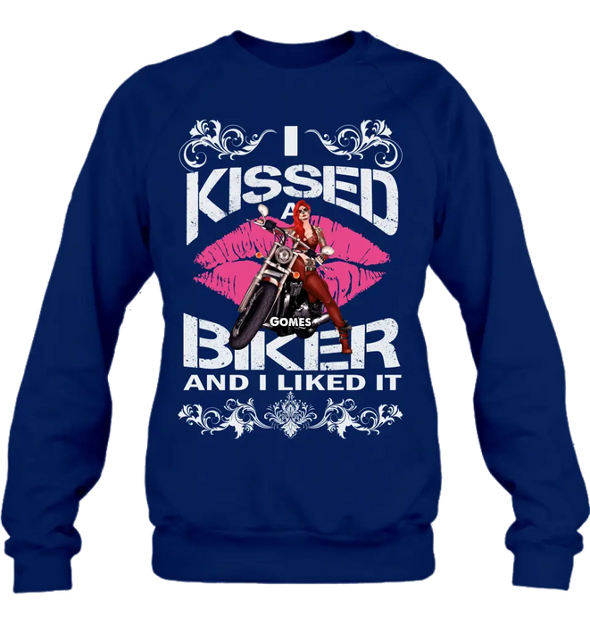 Personalized Biker Shirt/Hoodie - Gift Idea For Biker/Motorcycle Lovers - I Kissed A Biker And I Liked It