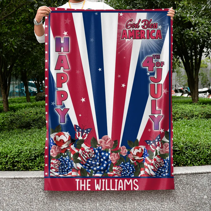 Personalized 4th Of July Dog Flag Sign - Gift Idea For Dog Lovers/Independence Day - Upload Photo - Happy 4th Of July