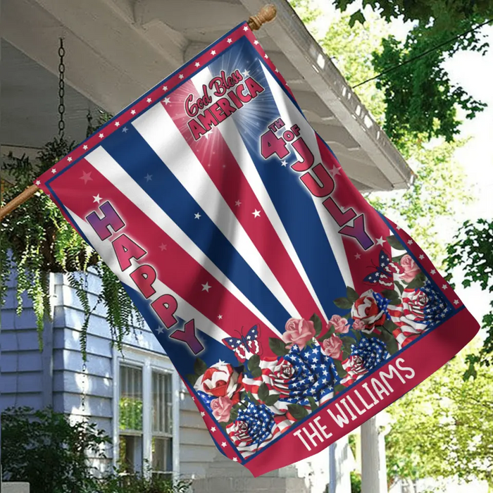 Personalized 4th Of July Dog Flag Sign - Gift Idea For Dog Lovers/Independence Day - Upload Photo - Happy 4th Of July