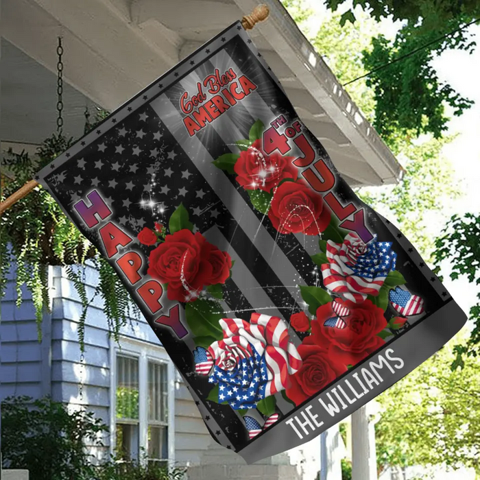 Personalized 4th Of July Dog Rose Flag Sign - Gift Idea For Dog Lovers/Independence Day - Upload Photo - Happy 4th Of July