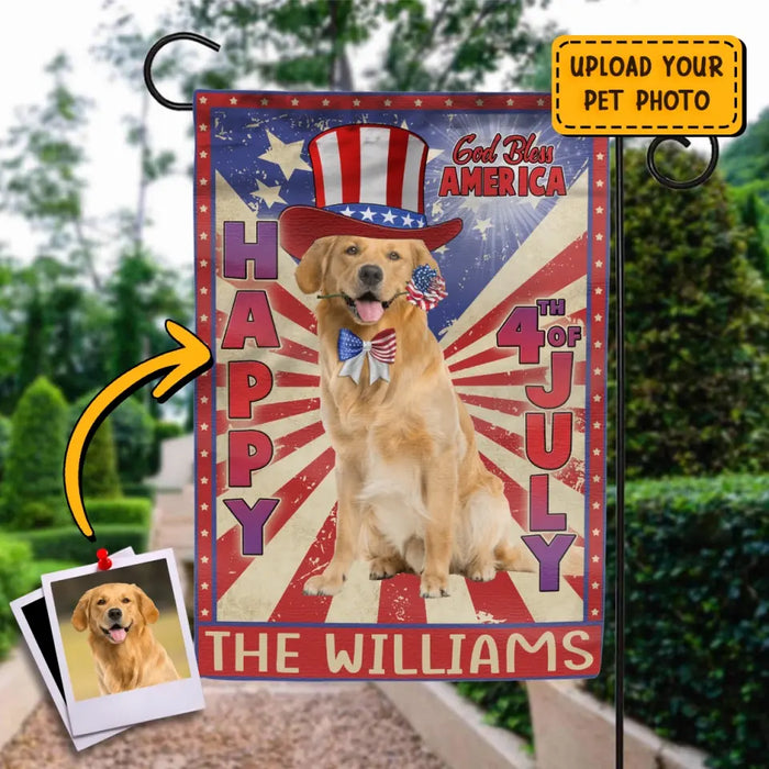 Personalized 4th Of July Dog Flag Sign - Gift Idea For Dog Lovers/Independence Day - Upload Photo - God Bless America happy 4th Of July
