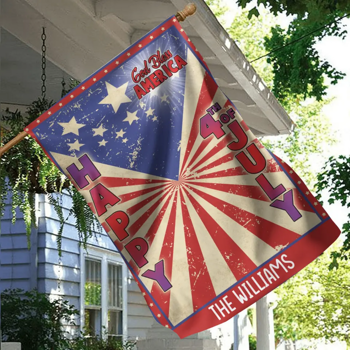 Personalized 4th Of July Dog Flag Sign - Gift Idea For Dog Lovers/Independence Day - Upload Photo - God Bless America happy 4th Of July