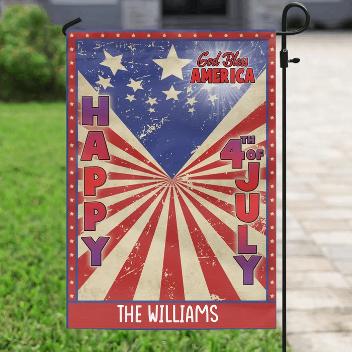 Personalized 4th Of July Dog Flag Sign - Gift Idea For Dog Lovers/Independence Day - Upload Photo - God Bless America happy 4th Of July