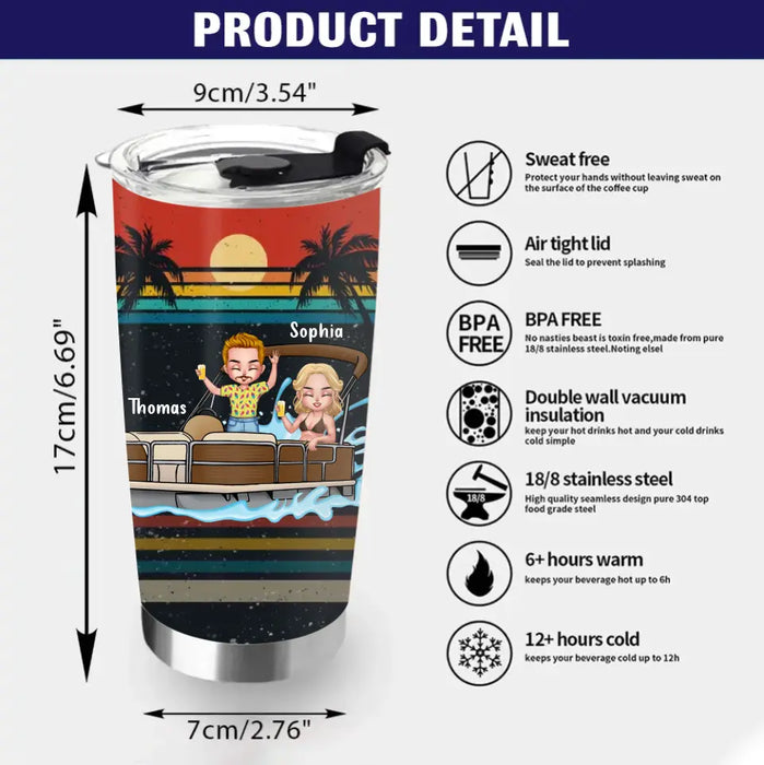 Custom Personalized Pontoon Friends Tumbler - Best Gift Idea For Pontoon Lovers/Friends - If I'm Drunk It's My Pontoon Friends' Fault
