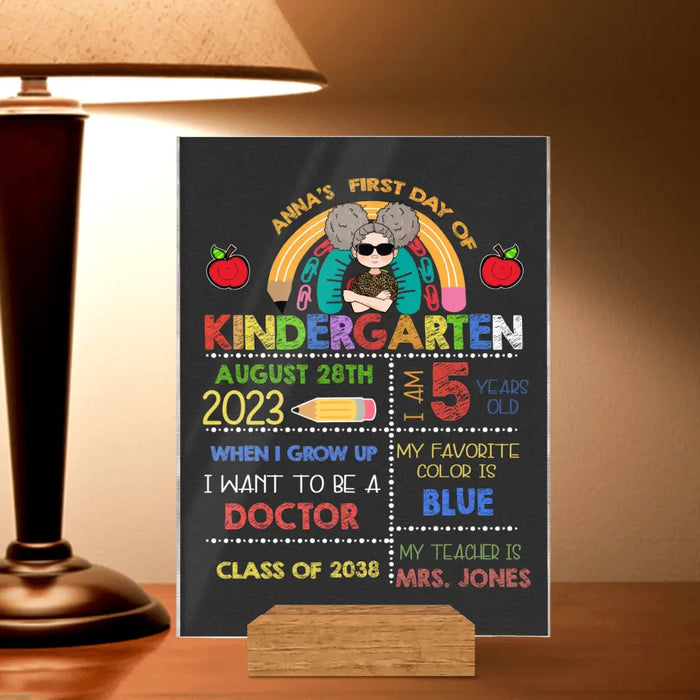 Personalized Kid Acrylic Plaque - Birthday Gift for Son/Daughter - First Day Of Kindergarten