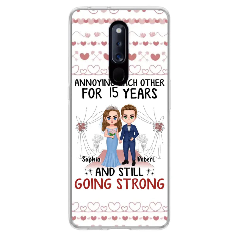 Custom Personalized Chibi Couple Phone Case - Best Gift Idea For Couple/Husband/Father's Day - Annoying Each Other For 15 Years And Still Going Strong - Case For Oppo/Xiaomi/Huawei