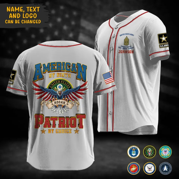 Personalized  Veteran Baseball Jersey - Gift Idea For Veteran/Father's Day/Birthday/Independence Day - American By Birth Patriot By Choice