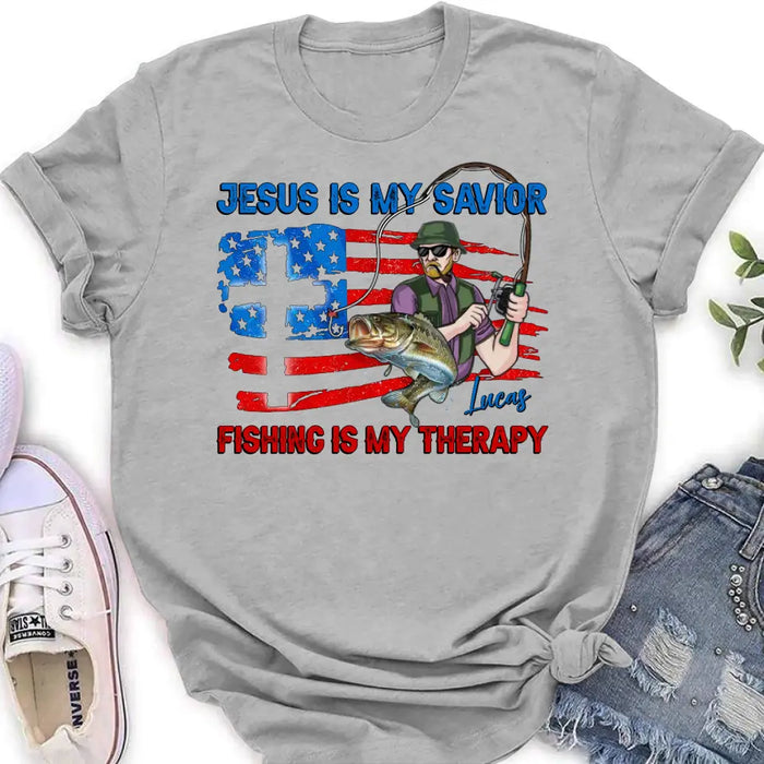Personalized Fishing Shirt/Hoodie - Gift Idea For Fishing Lovers - Jesus Is My Savior Fishing Is My Therapy