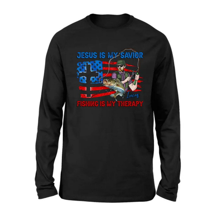 Personalized Fishing Shirt/Hoodie - Gift Idea For Fishing Lovers - Jesus Is My Savior Fishing Is My Therapy