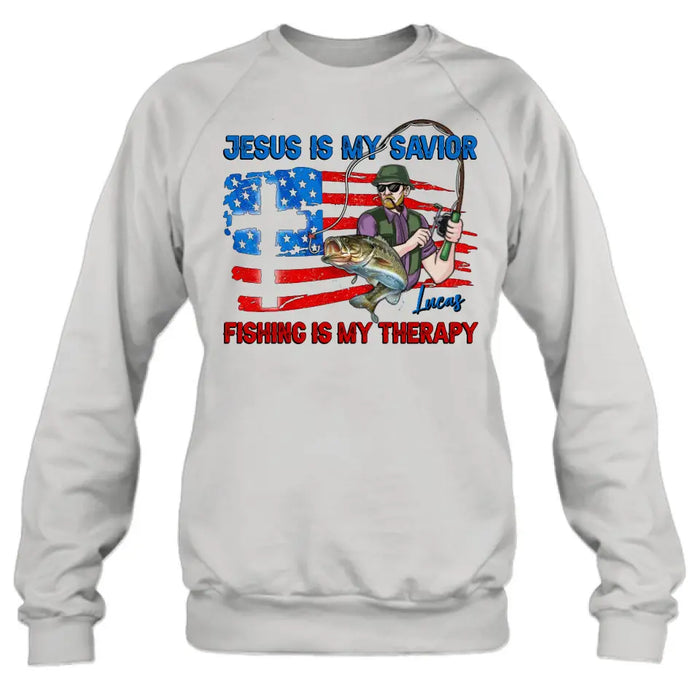 Personalized Fishing Shirt/Hoodie - Gift Idea For Fishing Lovers - Jesus Is My Savior Fishing Is My Therapy