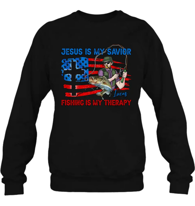 Personalized Fishing Shirt/Hoodie - Gift Idea For Fishing Lovers - Jesus Is My Savior Fishing Is My Therapy