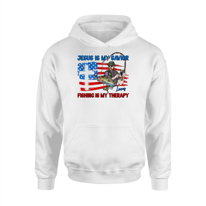 Personalized Fishing Shirt/Hoodie - Gift Idea For Fishing Lovers - Jesus Is My Savior Fishing Is My Therapy