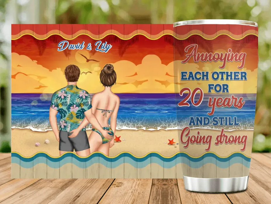 Personalized Couple On Beach Tumbler - Gift Idea For Beach Lover/Couple - Annoying Each Other For 20 Years And Still Going Strong