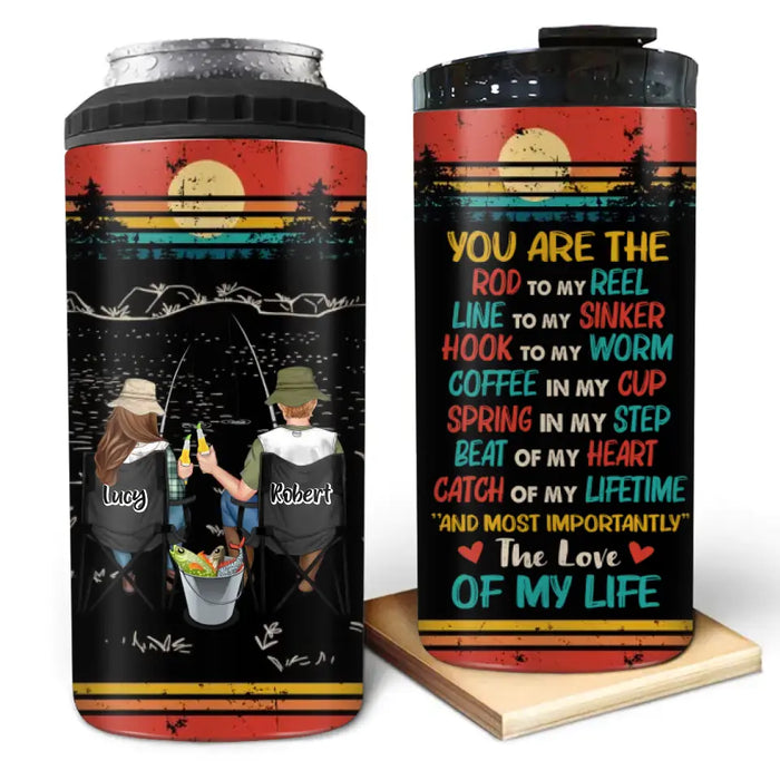 Personalized Fishing 4 In 1 Can Cooler Tumbler - Gift Idea For Couple Fishing Lovers - You Are The Rod To My Reel