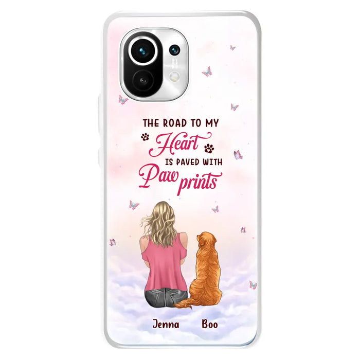 Personalized Dog Mom Phone Case - Up to 5 Dogs - Gift Idea For Dog Lovers - The Road To My Heart Is Paved With Pawprints - Case for Xiaomi/Huawei/Oppo