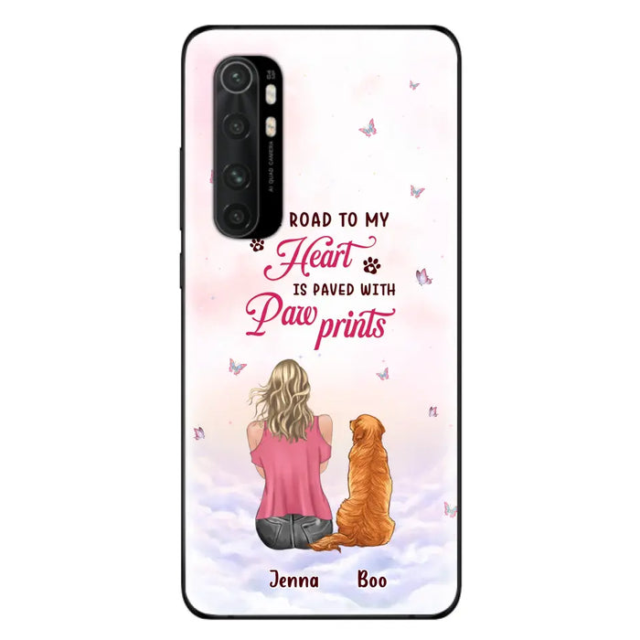 Personalized Dog Mom Phone Case - Up to 5 Dogs - Gift Idea For Dog Lovers - The Road To My Heart Is Paved With Pawprints - Case for Xiaomi/Huawei/Oppo