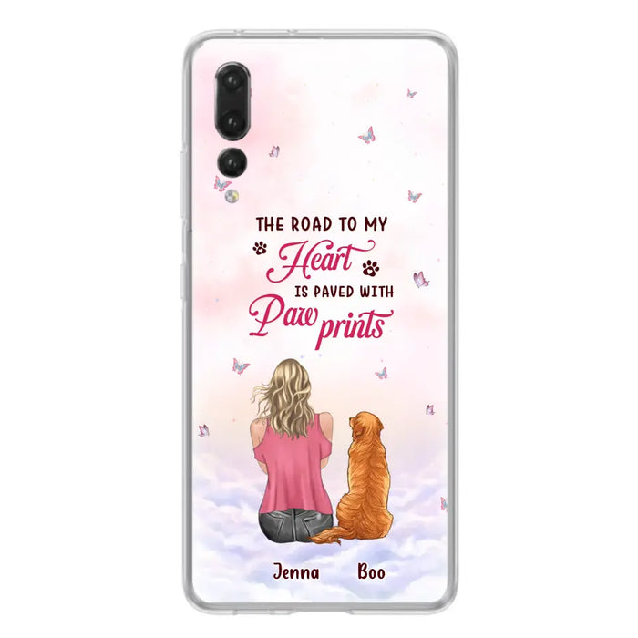 Personalized Dog Mom Phone Case - Up to 5 Dogs - Gift Idea For Dog Lovers - The Road To My Heart Is Paved With Pawprints - Case for Xiaomi/Huawei/Oppo