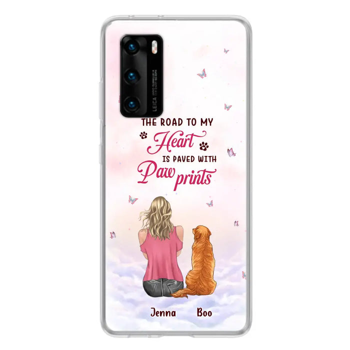 Personalized Dog Mom Phone Case - Up to 5 Dogs - Gift Idea For Dog Lovers - The Road To My Heart Is Paved With Pawprints - Case for Xiaomi/Huawei/Oppo
