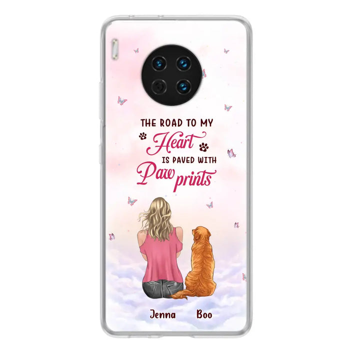 Personalized Dog Mom Phone Case - Up to 5 Dogs - Gift Idea For Dog Lovers - The Road To My Heart Is Paved With Pawprints - Case for Xiaomi/Huawei/Oppo