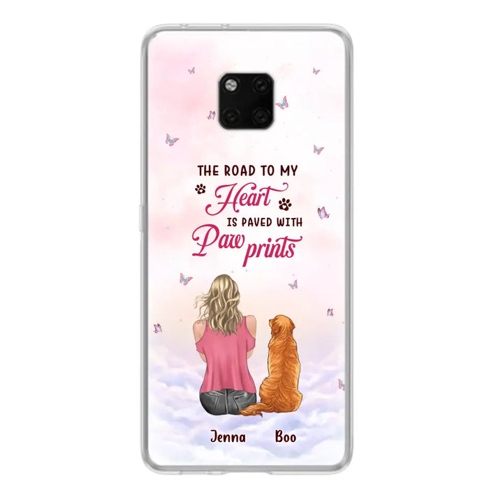 Personalized Dog Mom Phone Case - Up to 5 Dogs - Gift Idea For Dog Lovers - The Road To My Heart Is Paved With Pawprints - Case for Xiaomi/Huawei/Oppo