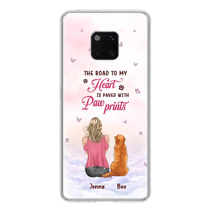 Personalized Dog Mom Phone Case - Up to 5 Dogs - Gift Idea For Dog Lovers - The Road To My Heart Is Paved With Pawprints - Case for Xiaomi/Huawei/Oppo