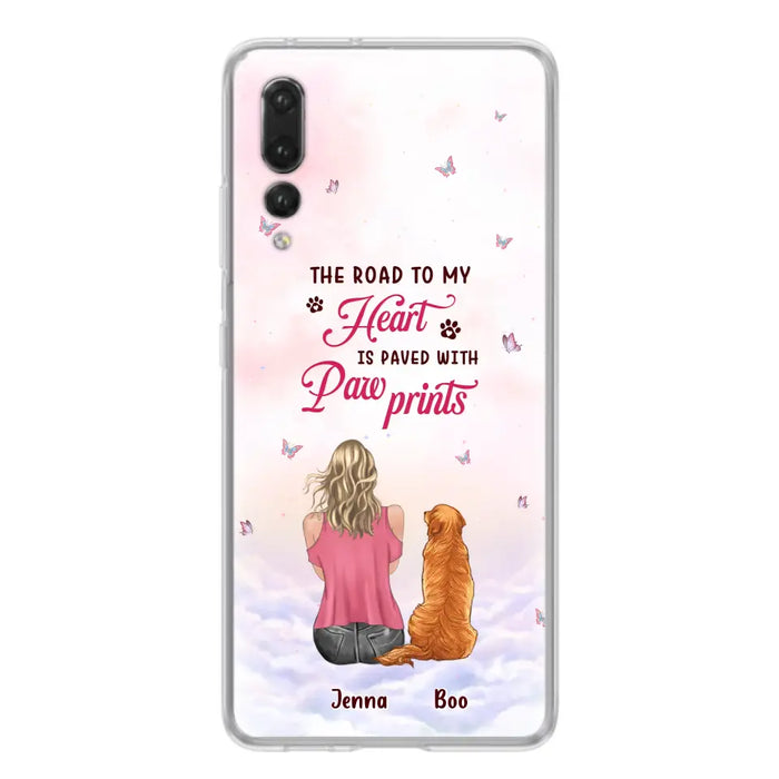 Personalized Dog Mom Phone Case - Up to 5 Dogs - Gift Idea For Dog Lovers - The Road To My Heart Is Paved With Pawprints - Case for Xiaomi/Huawei/Oppo