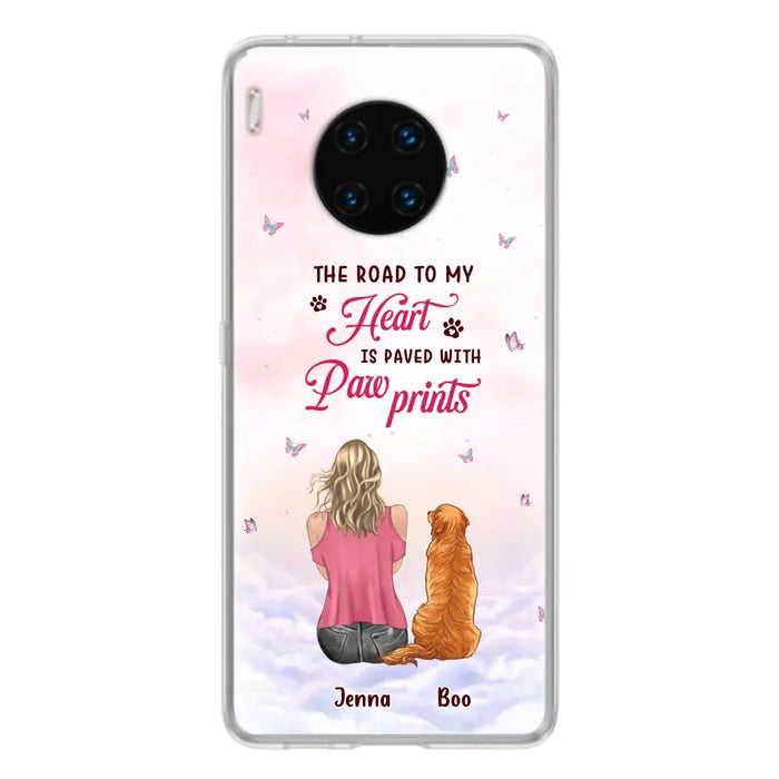 Personalized Dog Mom Phone Case - Up to 5 Dogs - Gift Idea For Dog Lovers - The Road To My Heart Is Paved With Pawprints - Case for Xiaomi/Huawei/Oppo