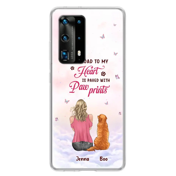 Personalized Dog Mom Phone Case - Up to 5 Dogs - Gift Idea For Dog Lovers - The Road To My Heart Is Paved With Pawprints - Case for Xiaomi/Huawei/Oppo