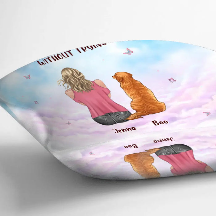 Personalized Dog Mom Pillow Cover/Quilt/Fleece Throw Blanket - Up to 5 Dogs - Gift Idea For Dog Lovers - Some Things Just Fill Your Heart Without Trying