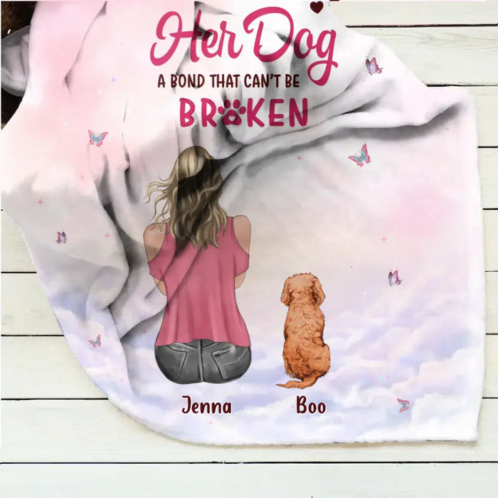 Personalized Dog Mom Pillow Cover/Quilt/Fleece Throw Blanket - Up to 5 Dogs - Gift Idea For Dog Lovers - A Girl And Her Dog A Bond That Can't Be Broken