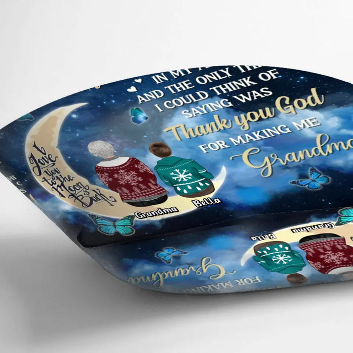 Personalized Grandparents Fleece Throw Blanket/Quilt/Pillow Cover - Up to 4 Kids - Gift Idea for Grandpa/Grandma - Thank You God For Making Me Grandma
