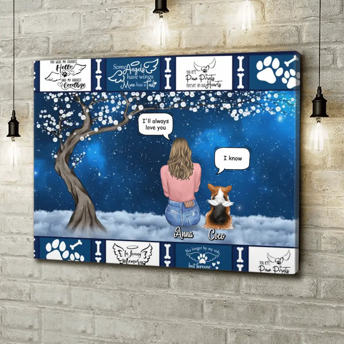 Personalized Memorial Dog Mom/Dad Canvas - Woman/Man/Couple With Up to 4 Dogs - Best Gift For Dog Lover - I'll Always Love You