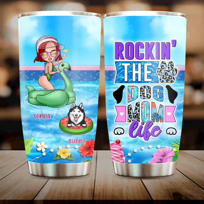 Personalized Dog Mom Tumbler - Up to 4 Dogs - Gift Idea for Dog Lovers - Rockin' The Dog Mom Life