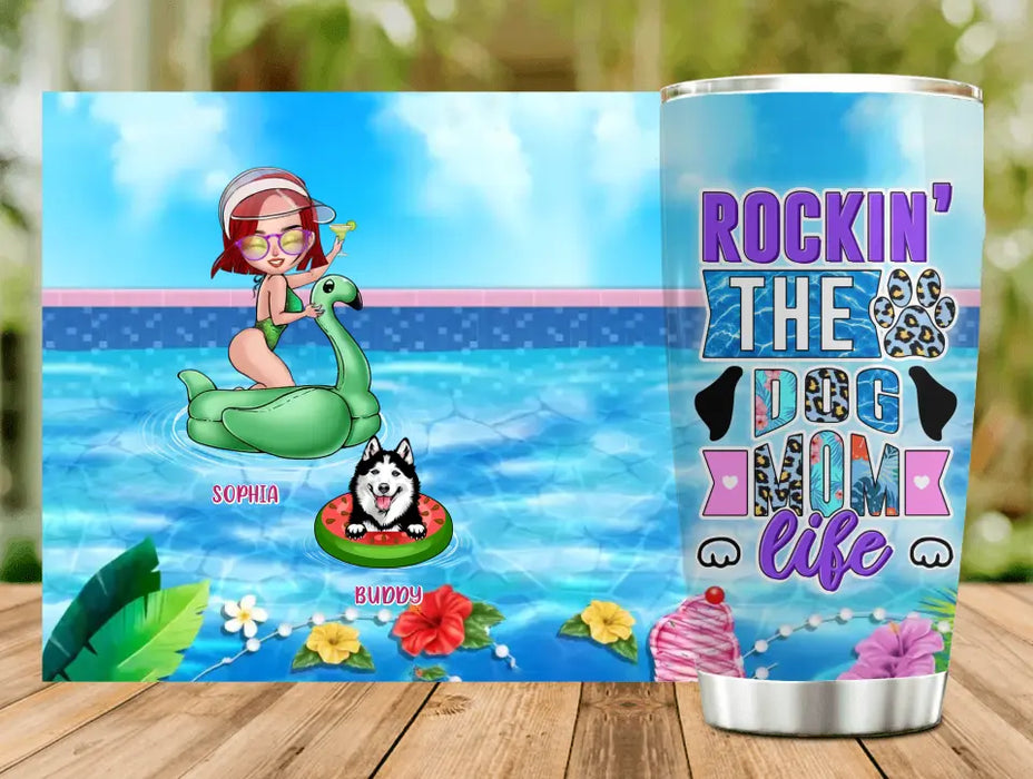 Personalized Dog Mom Tumbler - Up to 4 Dogs - Gift Idea for Dog Lovers - Rockin' The Dog Mom Life