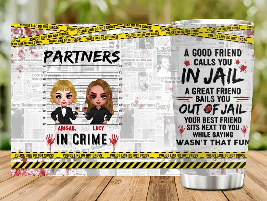 Personalized Halloween Besties Tumbler - Halloween Gift For Friends/Besties - Up to 5 Girls - Partners In Crime