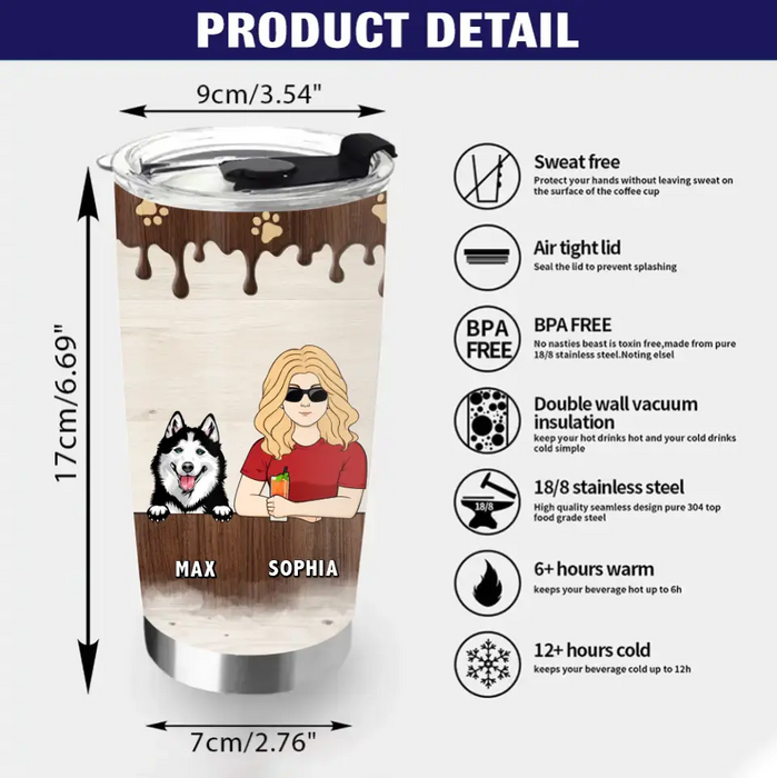 Personalized Pet Tumbler - Up to 4 Dogs/Cats/Horses - Gift Idea For Dog/Cat/Horse Lovers - I Run On Caffeine Dog Hair And Cuss Words