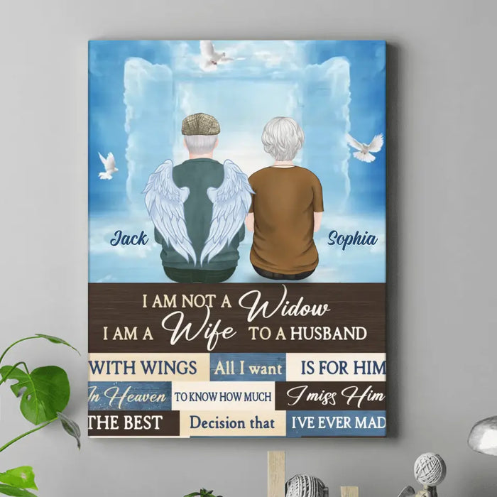 Personalized Couple Vertical Canvas - Memorial Gift Idea For Couple - I Am Not A Widow I Am A Wife To A Husband With Wings