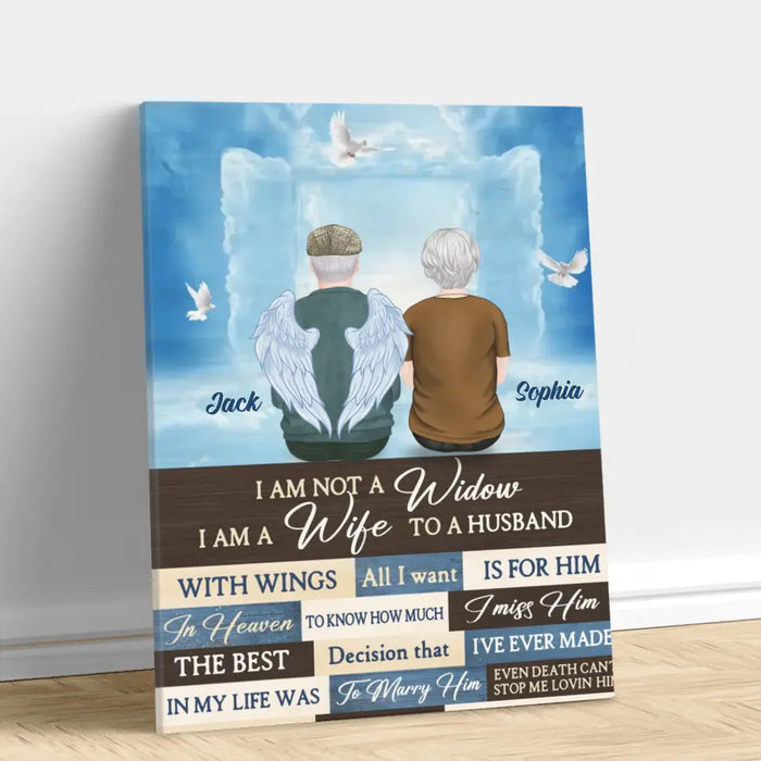 Personalized Couple Vertical Canvas - Memorial Gift Idea For Couple - I Am Not A Widow I Am A Wife To A Husband With Wings